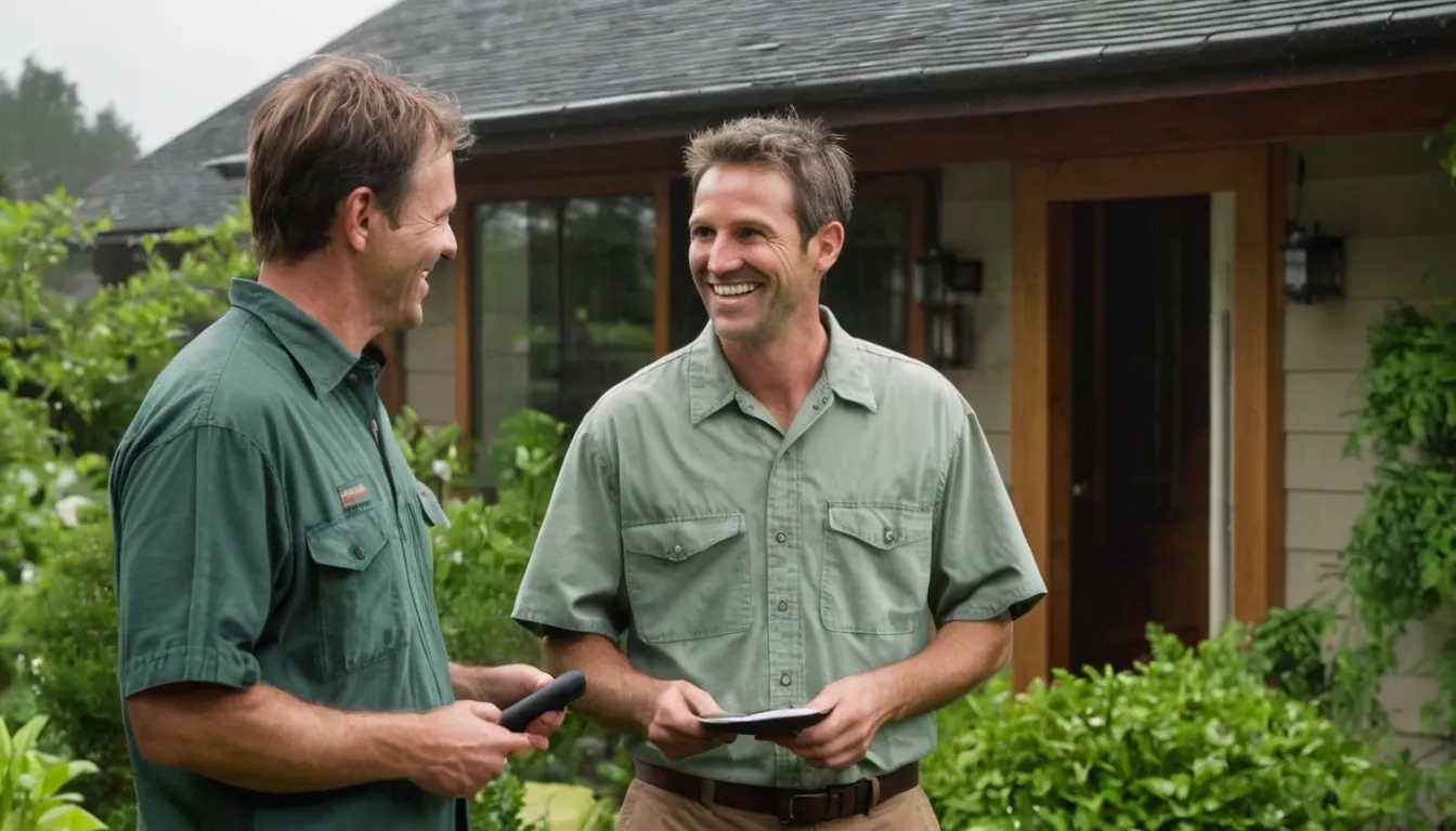 A friendly provider talking with a homeowner at a front door in Seattle